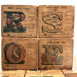 Set of 21 Large Handmade, Hand-colored Paper Litho on Wood Alphabet Blocks, c. Mid 19th Century