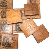 Set of 21 Large Handmade, Hand-colored Paper Litho on Wood Alphabet Blocks, c. Mid 19th Century