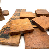 Set of 21 Large Handmade, Hand-colored Paper Litho on Wood Alphabet Blocks, c. Mid 19th Century