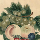 Extra Lovely 19th C. Theorem Watercolor on Paper with Three Strawberries