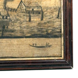House with Delicately Detailed Porch, Barn, and Smoky Clouds, Ultra Atmospheric Mid 19th Century Sandpaper Drawing