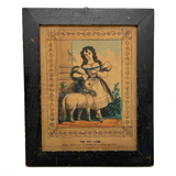 The Pet Lamb, c. 1830s J.L Marks London Hand-colored Lithograph, Original Frame and Glass