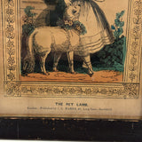 The Pet Lamb, c. 1830s J.L Marks London Hand-colored Lithograph, Original Frame and Glass