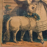 The Pet Lamb, c. 1830s J.L Marks London Hand-colored Lithograph, Original Frame and Glass