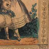 The Pet Lamb, c. 1830s J.L Marks London Hand-colored Lithograph, Original Frame and Glass