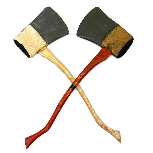 Sweet Antique Pair of Carved and Painted Axes