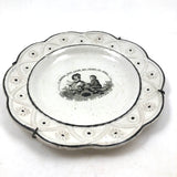 Stunning, Very Scarce, Early 1800s Tranferware Motto Plate, Perfect, with Hand-formed Wire Hanger