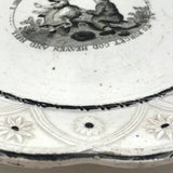 Stunning, Very Scarce, Early 1800s Tranferware Motto Plate, Perfect, with Hand-formed Wire Hanger