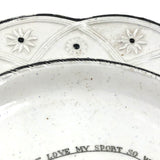 Stunning, Very Scarce, Early 1800s Tranferware Motto Plate, Perfect, with Hand-formed Wire Hanger