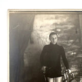 Beautiful Boy with Bicycle and Tile Floor, Gorgeous and Moody Antique Studio Photograph