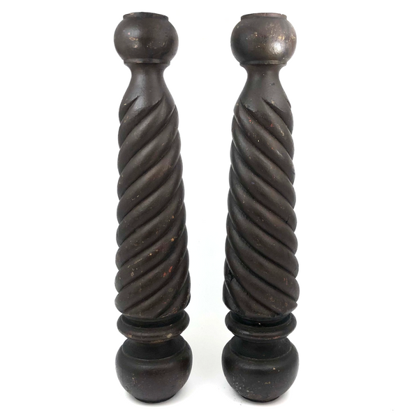 Gorgeous Antique 16+ Inch Sculpturally Carved/Turned Posts
