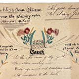 The Golden Hours of Youth Are Slipping Away, Early 19th C. Ink and Watercolor Love Token by Sarah A. Stearns