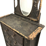 Wonderful Antique Four Drawer Tramp Art Chest with Mirror