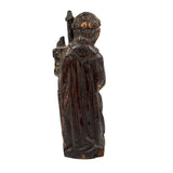 Evocatively Aged Carved Devotional Figure with Crown of Roses and Church in Hand, c. 18th Century (Copy)