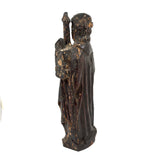 Evocatively Aged Carved Devotional Figure with Crown of Roses and Church in Hand, c. 18th Century (Copy)