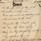 The Golden Hours of Youth Are Slipping Away, Early 19th C. Ink and Watercolor Love Token by Sarah A. Stearns