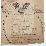 The Golden Hours of Youth Are Slipping Away, Early 19th C. Ink and Watercolor Love Token by Sarah A. Stearns