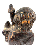 Evocatively Aged Carved Devotional Figure with Crown of Roses and Church in Hand, c. 18th Century (Copy)
