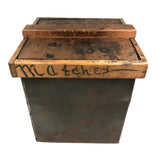 Wonderful Old Maine General Store Large Tin Match Safe with Fitted Wooden Lid