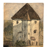 Moody 1939 French Watercolor of Chateau in Countryside