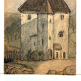 Moody 1939 French Watercolor of Chateau in Countryside