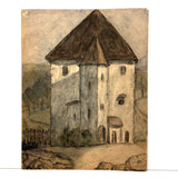 Moody 1939 French Watercolor of Chateau in Countryside
