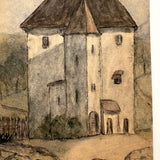 Moody 1939 French Watercolor of Chateau in Countryside