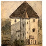 Moody 1939 French Watercolor of Chateau in Countryside