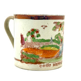 God's Beneficence: C. 1810-20 English Creamware Child's Mug, Transfer Decorated with Hand-Painting and Pink Luster Rim