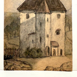 Moody 1939 French Watercolor of Chateau in Countryside