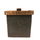 Wonderful Old Maine General Store Large Tin Match Safe with Fitted Wooden Lid