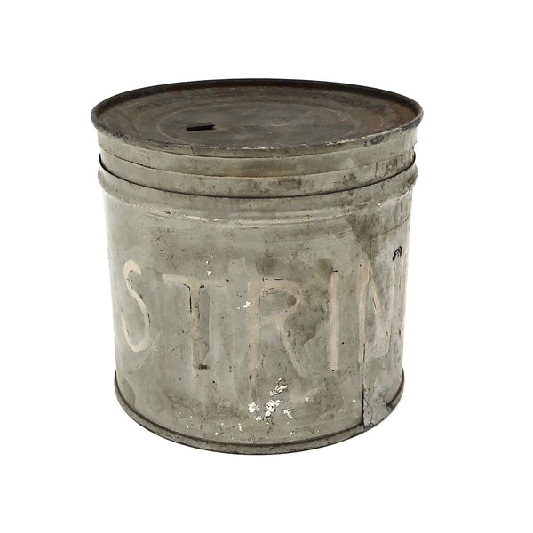 Silver Painted Old STRING Tin (with twine inside)