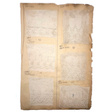 19th Century Embroidered Eyelet Lace Samples: Over-sized, Double-sided Page (13 Samples)