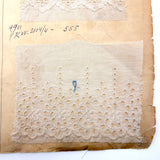 19th Century Embroidered Eyelet Lace Samples: Over-sized, Double-sided Page (13 Samples)