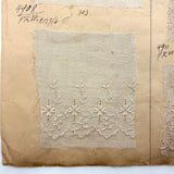 19th Century Embroidered Eyelet Lace Samples: Over-sized, Double-sided Page (13 Samples)