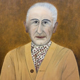 Mustard Cardigan and Paisley Blouse, Tender Oil on Canvas Portrait Signed Ger. Rain (?)