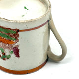 God's Beneficence: C. 1810-20 English Creamware Child's Mug, Transfer Decorated with Hand-Painting and Pink Luster Rim