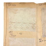 19th Century Embroidered Eyelet Lace Samples: Over-sized, Double-sided Page (13 Samples)