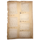 19th Century Embroidered Eyelet Lace Samples: Over-sized, Double-sided Page (13 Samples)