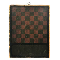 Beautiful 19th C. Primitive Red, Green, Black Painted Checkerboard