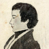 Siblings Frances Jane and Luther Dwight Woodbury, Sutton, MA, 1840s Folk Art Watercolor Portraits in Period Frames