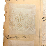 19th Century Embroidered Eyelet Lace Samples: Over-sized, Double-sided Page (13 Samples)