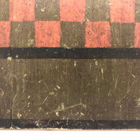 Beautiful 19th C. Primitive Red, Green, Black Painted Checkerboard