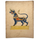 Antique Thai Gouache and Gold Leaf Painting of Mythical Ghilen