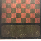 Beautiful 19th C. Primitive Red, Green, Black Painted Checkerboard