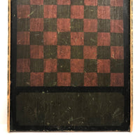 Beautiful 19th C. Primitive Red, Green, Black Painted Checkerboard