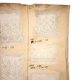 19th Century Embroidered Eyelet Lace Samples: Over-sized, Double-sided Page (13 Samples)