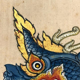 Antique Thai Gouache and Gold Leaf Painting of Mythical Ghilen