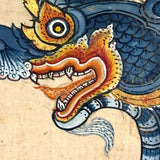 Antique Thai Gouache and Gold Leaf Painting of Mythical Ghilen