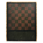 Beautiful 19th C. Primitive Red, Green, Black Painted Checkerboard